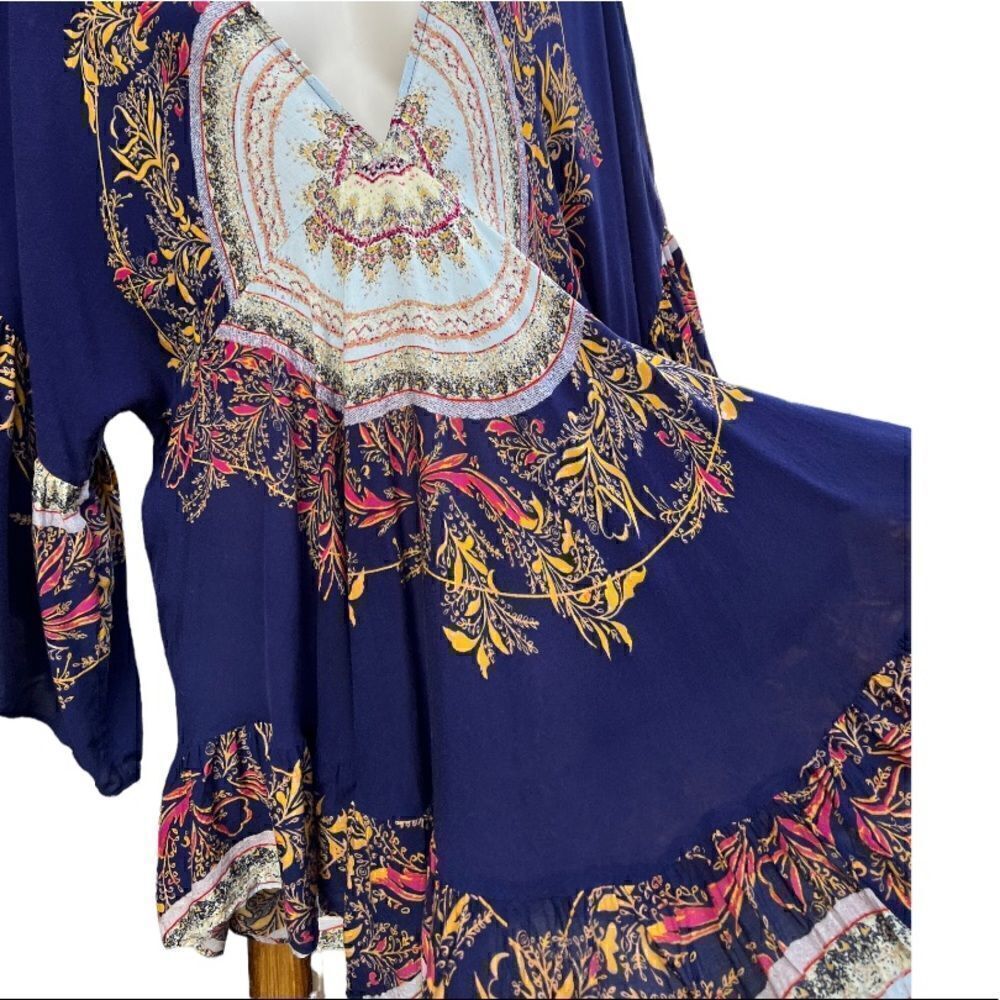 FREE PEOPLE The Sunset Dreams Ruffle Top in Blue Size Medium - Picture 6 of 15